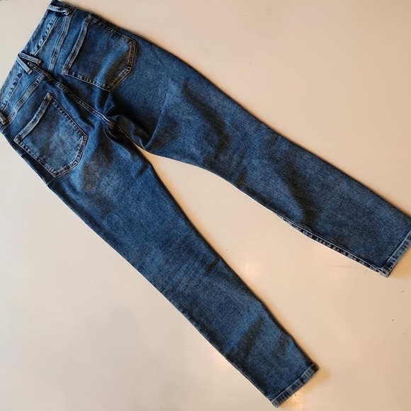 Good American Good Legs Crop Skinny blue distressed Jeans size 0 waist 25 - Picture 2 of 13